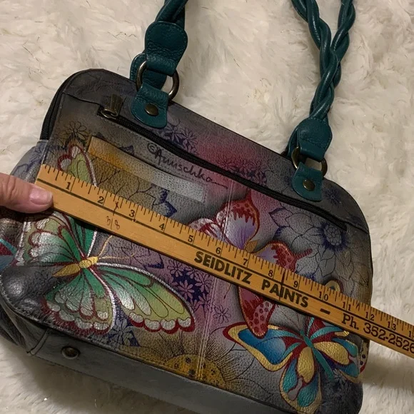 Anuschka Leather Handpainted Butterfly Shoulder Bag NWOT - Picture 11 of 12